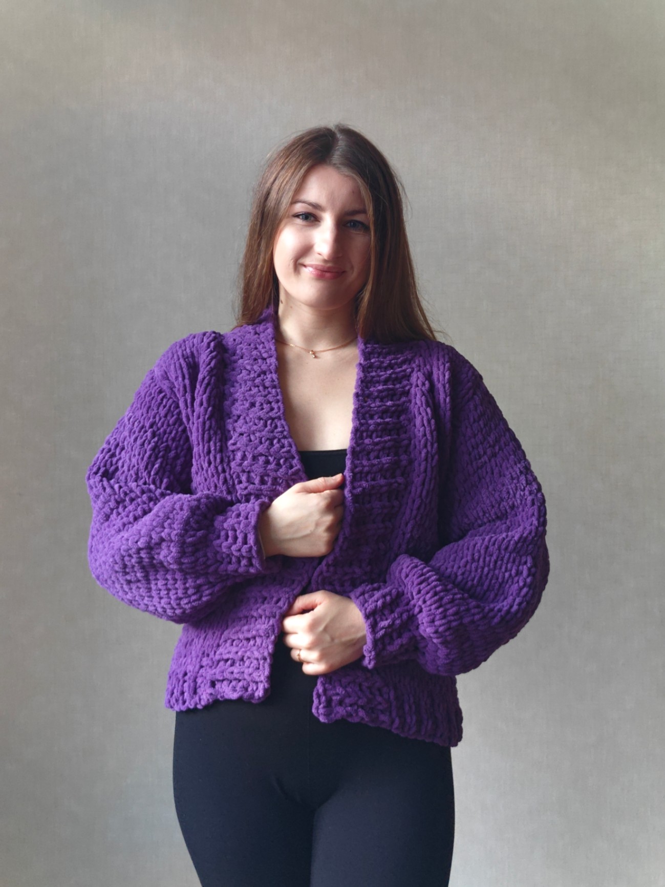 Кардиган вкорочений з плюшевої пряжі Alize Puffy Fine