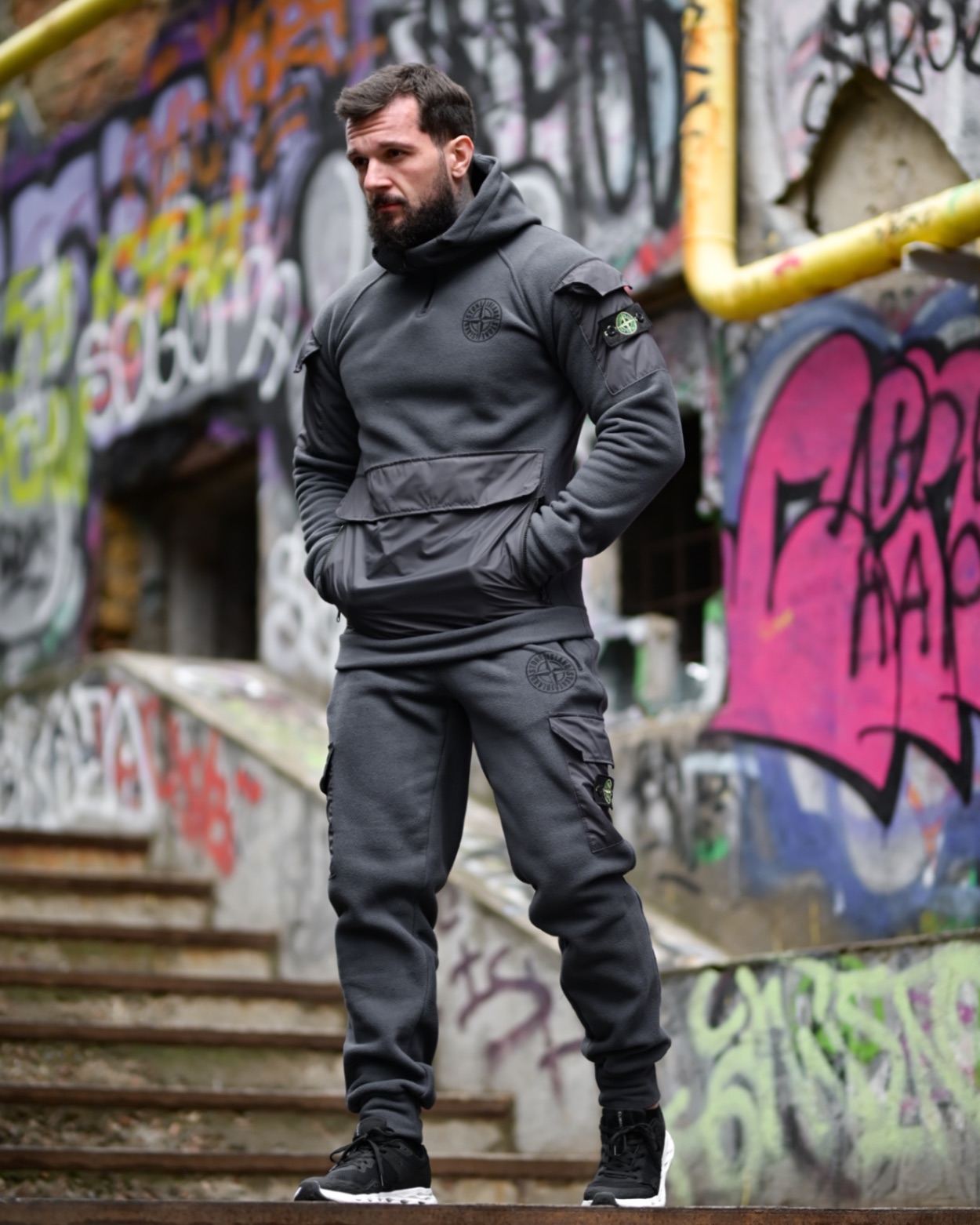 Флісовий костюм Stone Island графіт