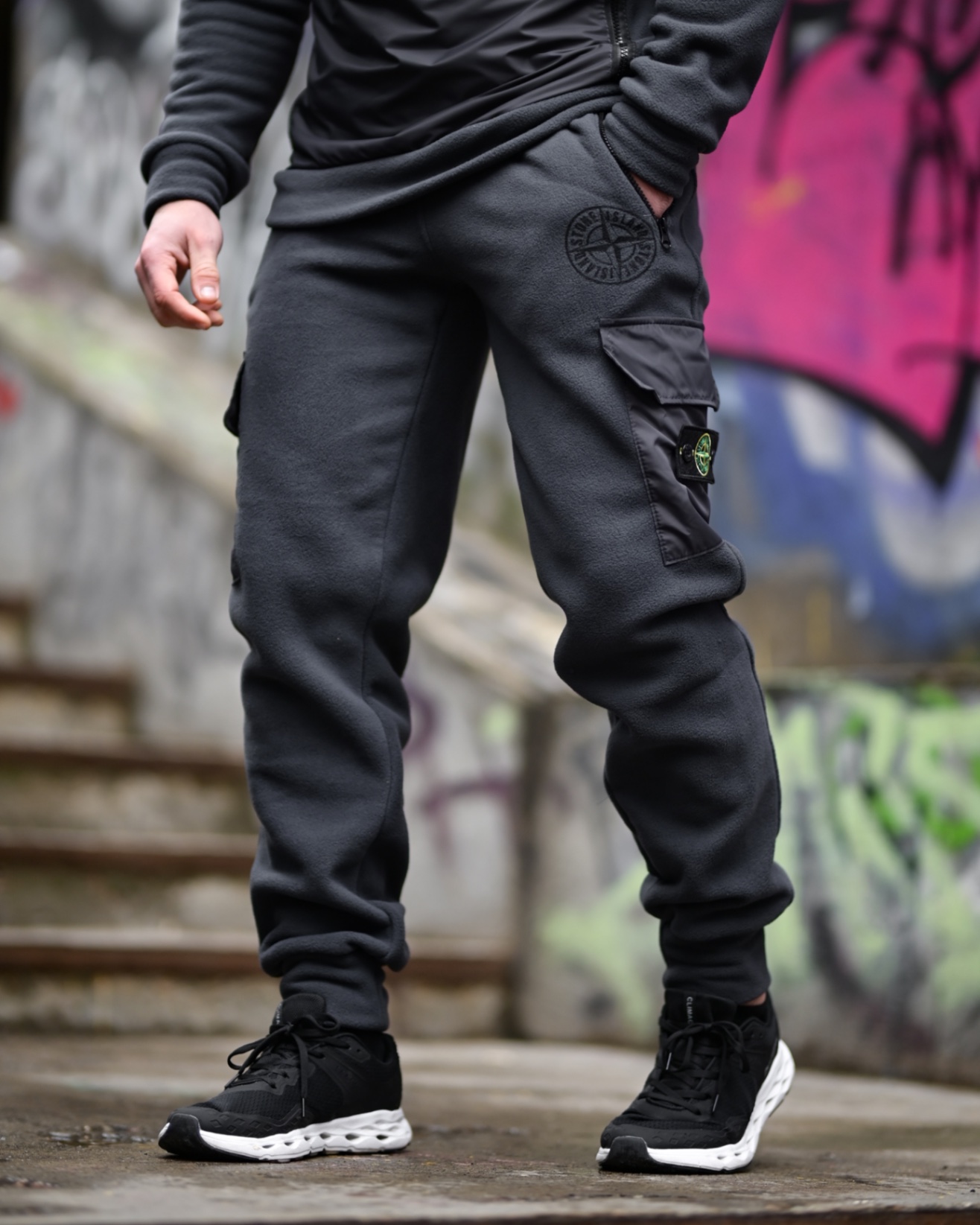 Флісовий костюм Stone Island графіт