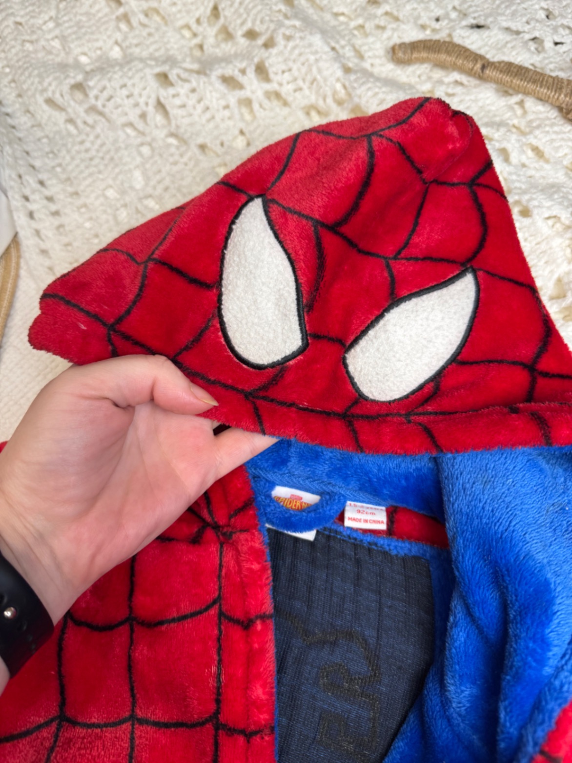 Дитячий теплий халат велсофт marvel by primark spider-man 86-92 1-5-2 18-24 людина павук спайдермен з капюшоном