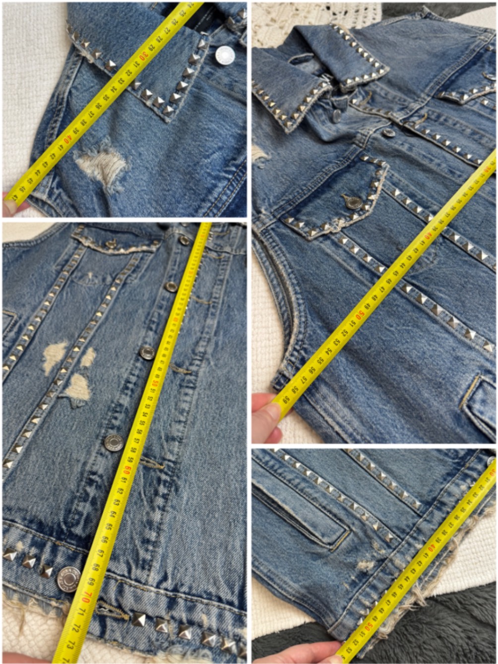 Джинсовий оверсайз жилет ZARA denim s-m mex 38-40 денім синій з заклепками гранж рок стиль