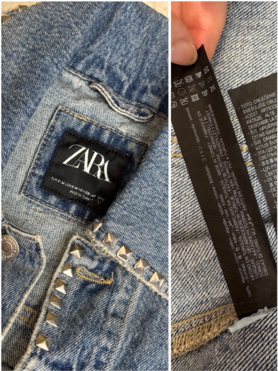 Джинсовий оверсайз жилет ZARA denim s-m mex 38-40 денім синій з заклепками гранж рок стиль