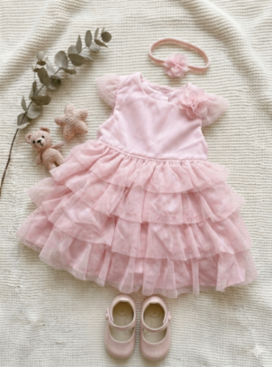 Mothercare Святкова сукня рожева велюр фатин 6-9 68-74 ошатна зефірна