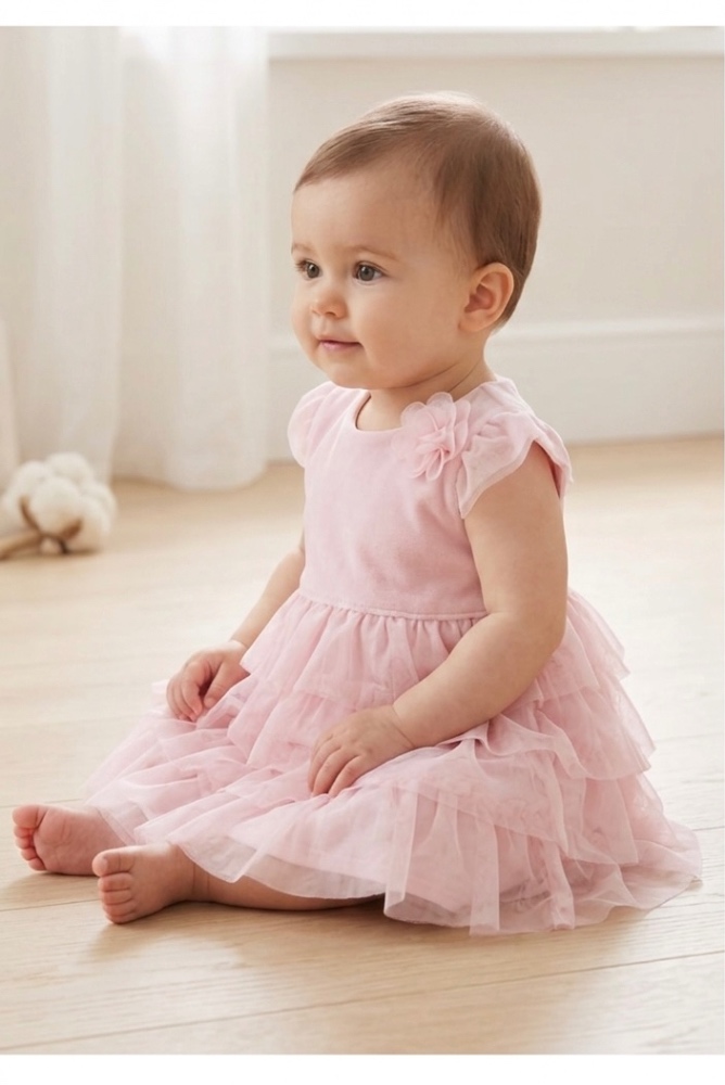 Mothercare Святкова сукня рожева велюр фатин 6-9 68-74 ошатна зефірна