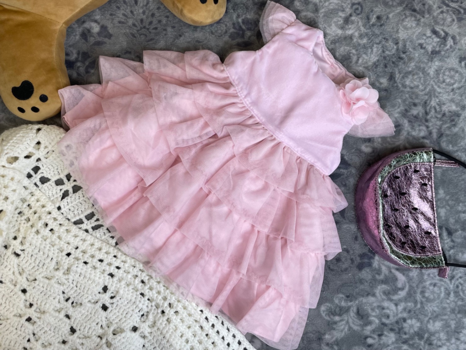 Mothercare Святкова сукня рожева велюр фатин 6-9 68-74 ошатна зефірна