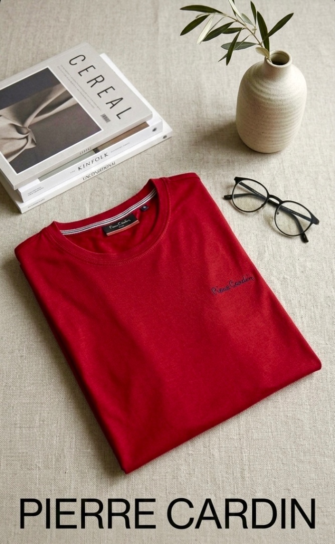 Pierre Cardin S 44 чоловіча червона базова футболка бавовна 100 slim fit