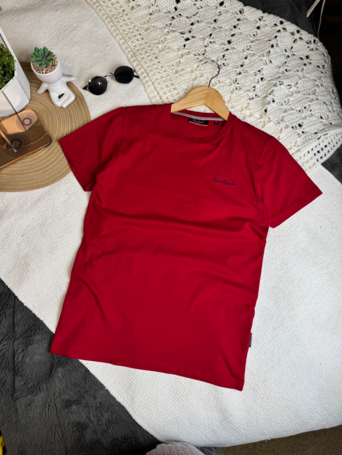 Pierre Cardin S 44 чоловіча червона базова футболка бавовна 100 slim fit