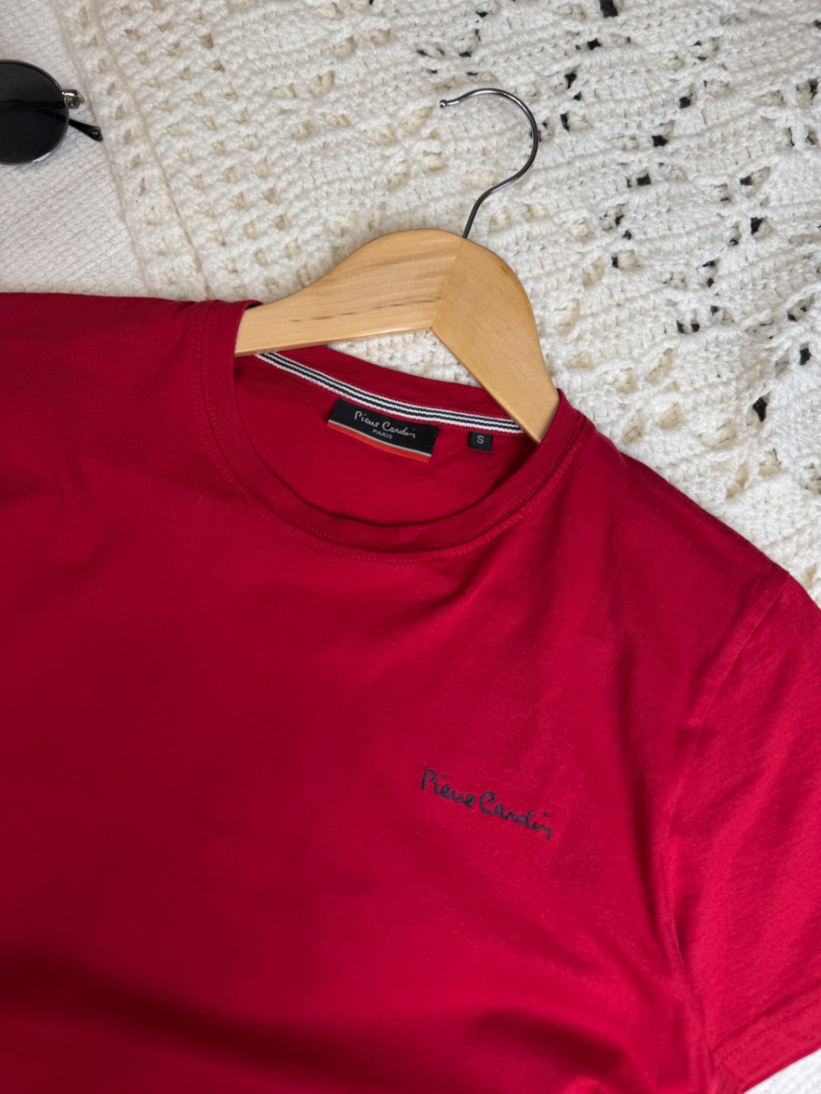 Pierre Cardin S 44 чоловіча червона базова футболка бавовна 100 slim fit