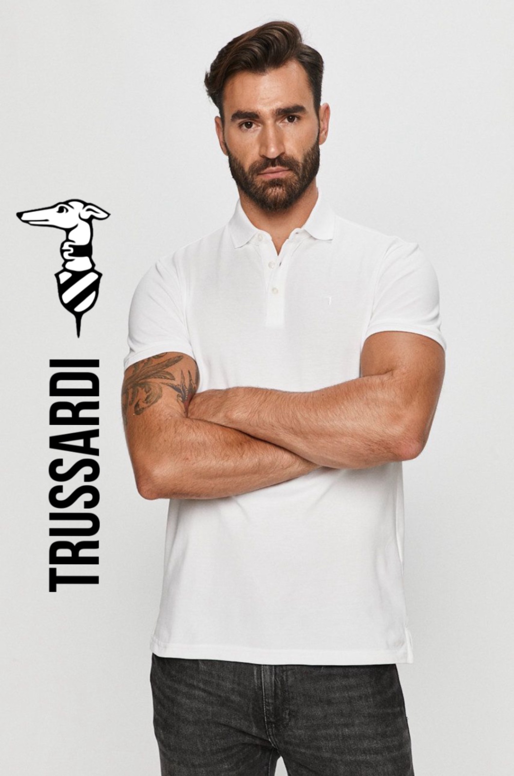 Поло Trussardi Action біле XL-XXL футболка натуральна бавовна піке