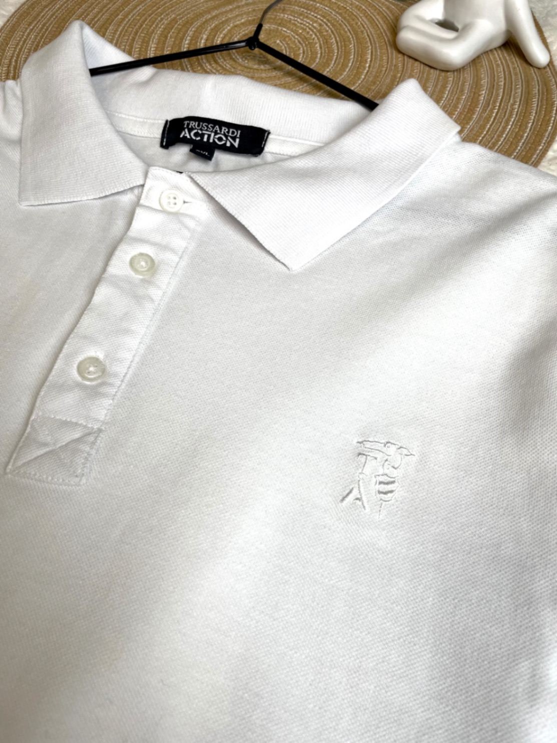Поло Trussardi Action біле XL-XXL футболка натуральна бавовна піке