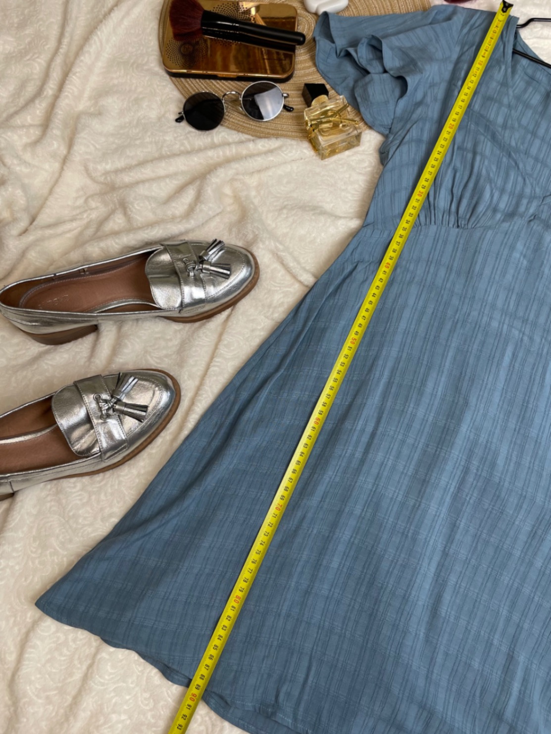 Сукня Tea Dress Primark M-L Uk 12 натуральна блакитна жата віскоза міні