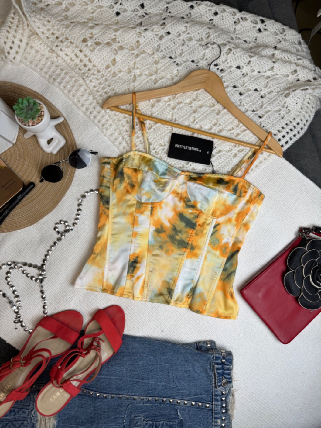 Корсет топ PrettyLittleThing тай-дай з Емілі в Парижі S-M 38 Мінді Чен корсаж