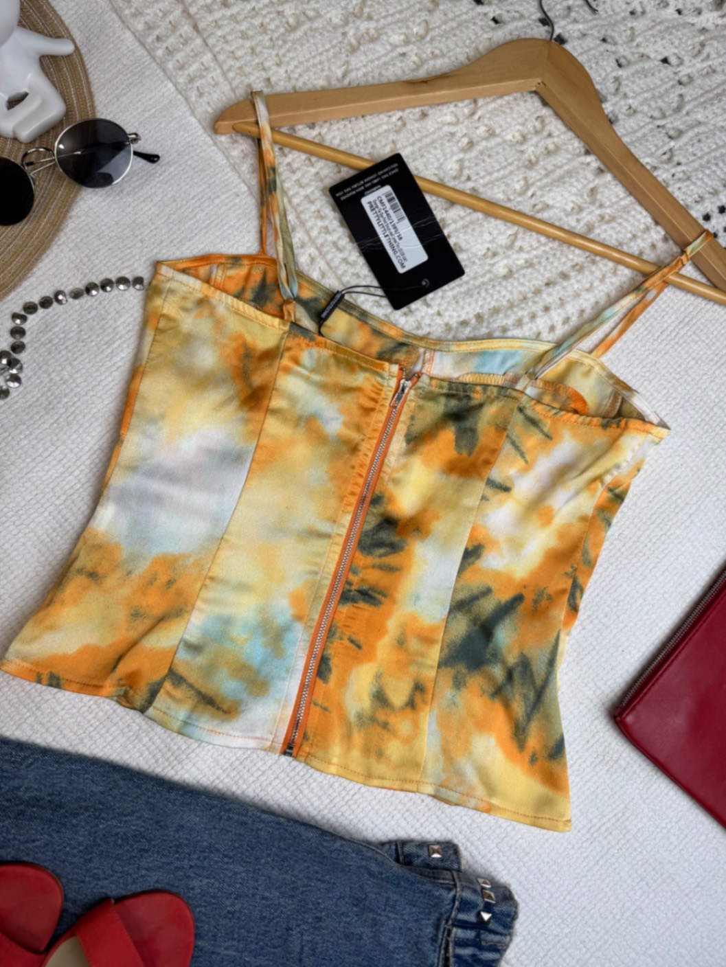 Корсет топ PrettyLittleThing тай-дай з Емілі в Парижі S-M 38 Мінді Чен корсаж