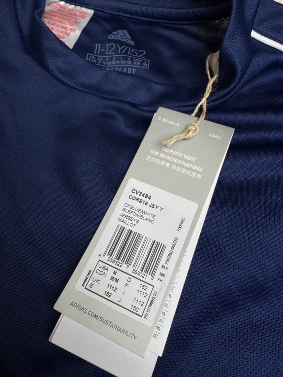 Нова Футболка Adidas Core 18 JSY Y темно-синя 146-152 11-12 футбольна