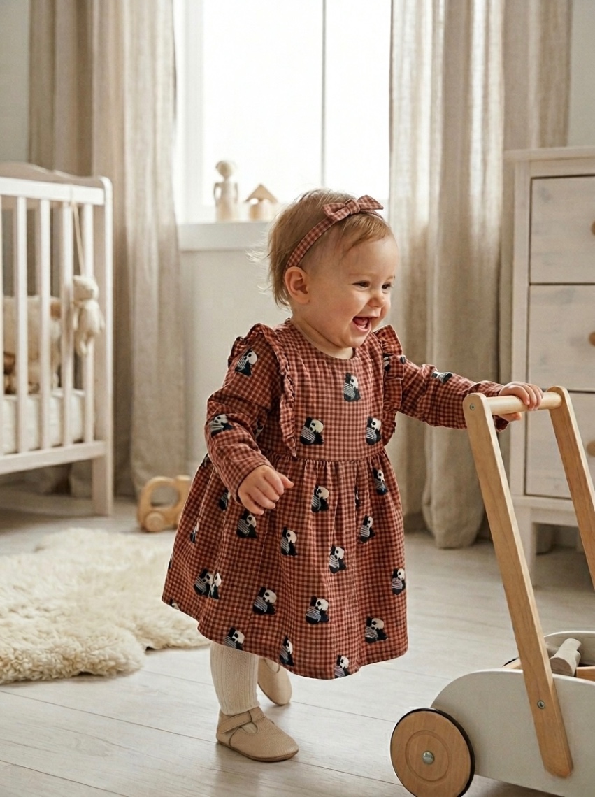 Дитяча сукня Ptit Filou карта та з пандами 12М 9-12 74-80 коричнева