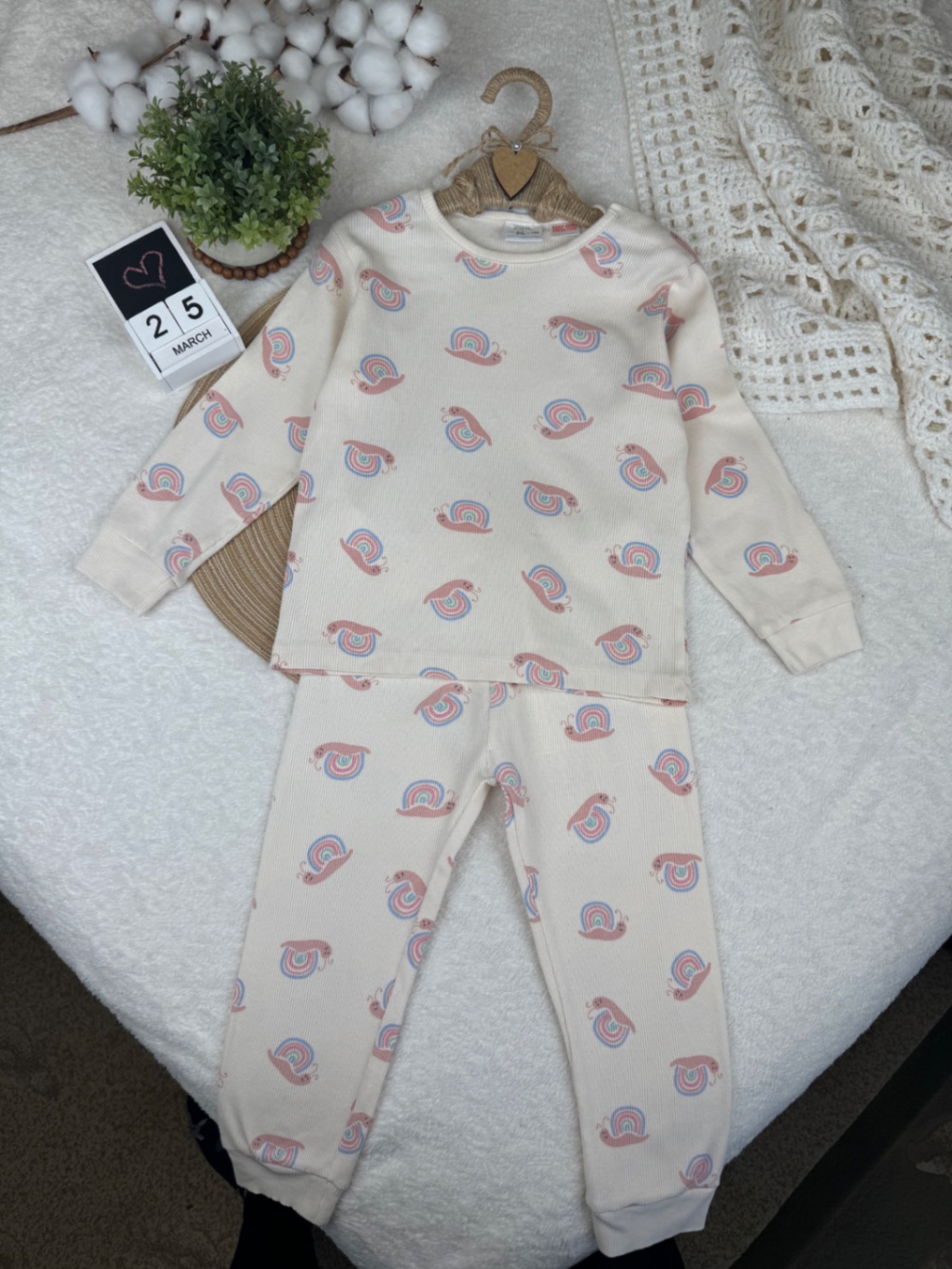 Піжама Zara дитяча з равликами райдугами 3-4 98-104 бавовна в рубчик