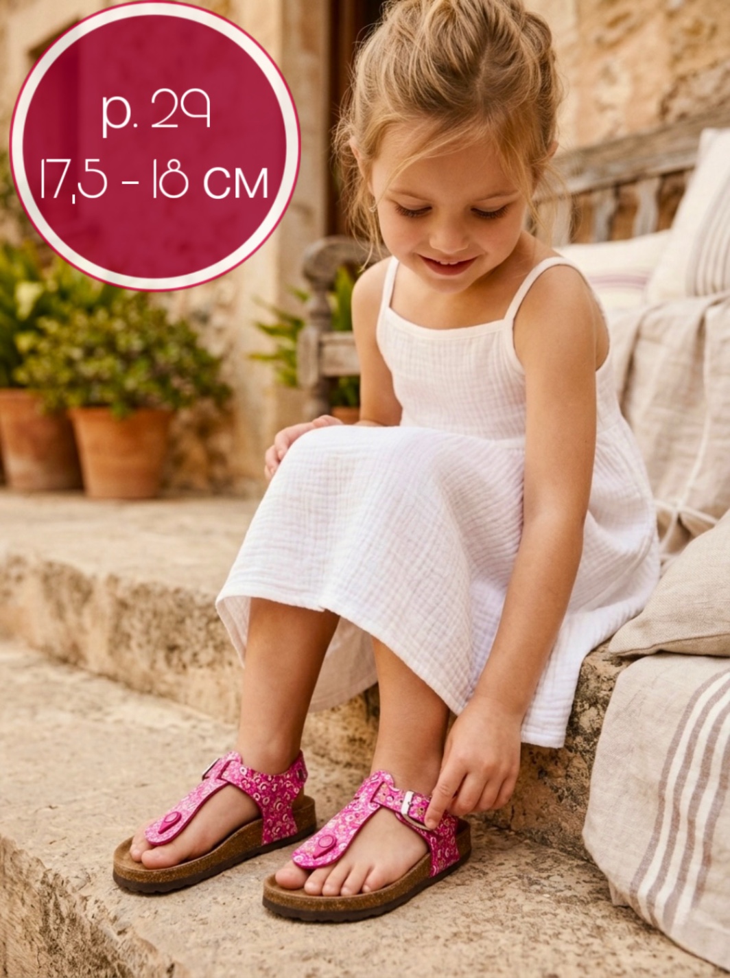 Босоніжки Mini B Bata 29 17 5-18 рожеві в стилі біркеншток коркові