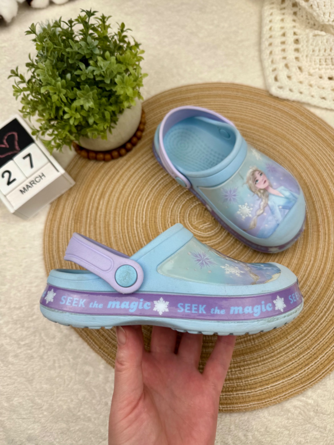 Клоги Frozen Ельза 28 5-29 18-18 5 блакитні крокси Крижане серце
