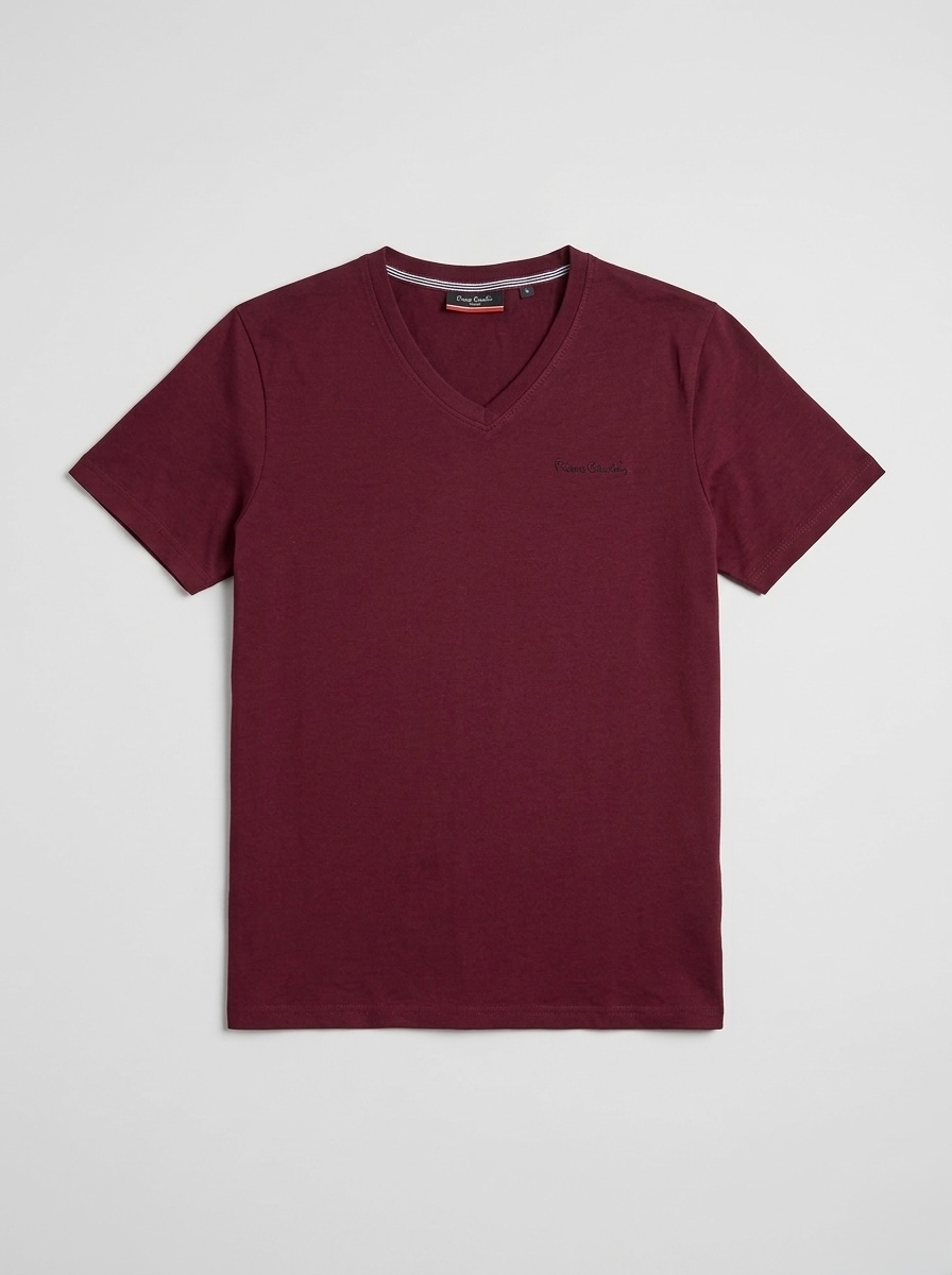 Pierre Cardin футболка чоловіча S бордова 100 бавовна V-neck бургунді