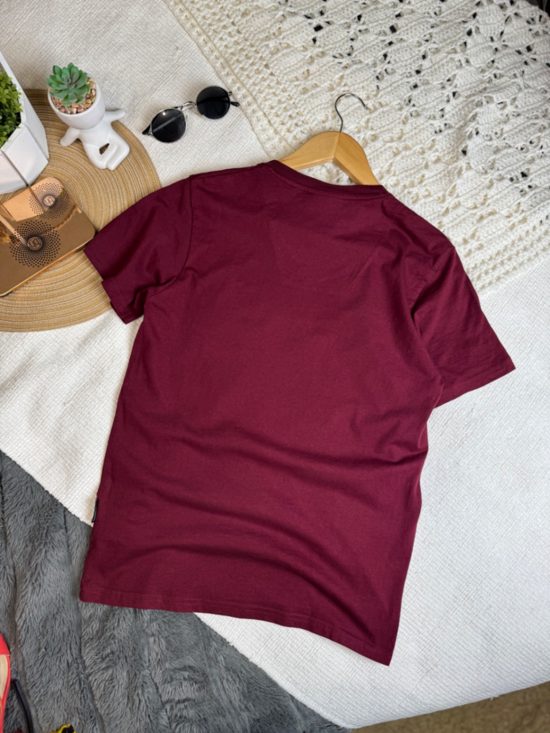 Pierre Cardin футболка чоловіча S бордова 100 бавовна V-neck бургунді