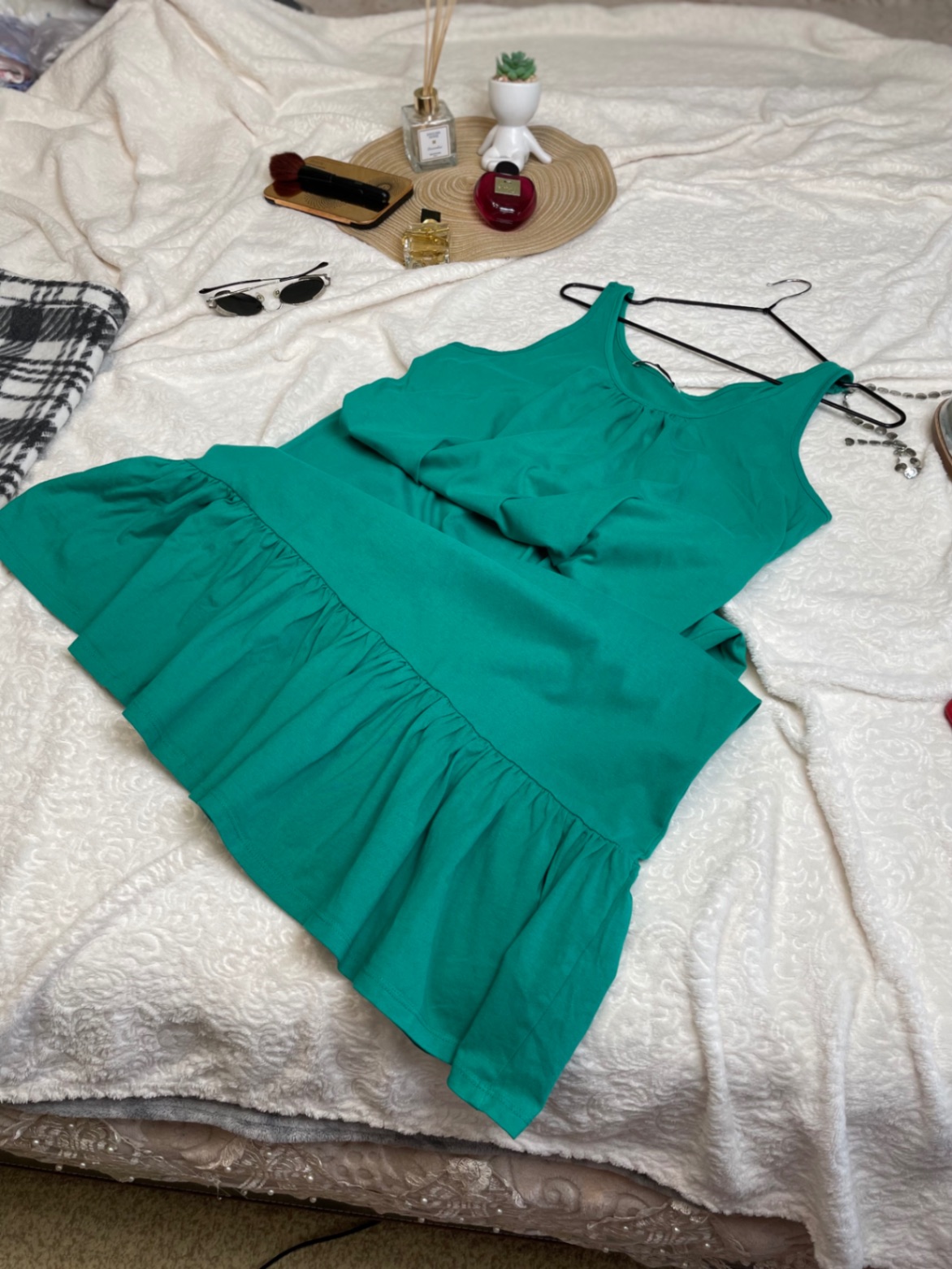Трикотажна смарагдова сукня майка tu uk 12 m-l eur 40 зелений сарафан бавовна loose fit